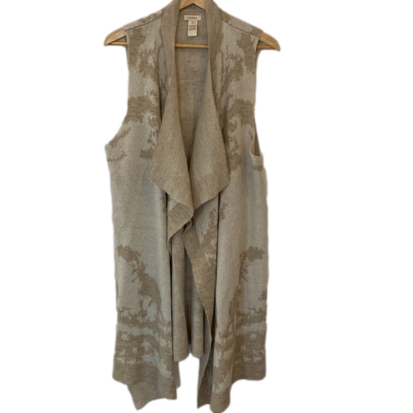 SUNDANCE wool mohair vest sleeveless cardigan long duster beige cream XL - Picture 1 of 7
